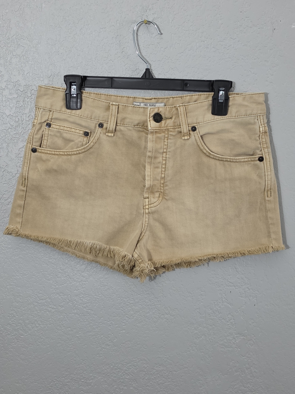 Free‎ People Tan Frayed Hem Cut Off Denim Shorts High Rise Womens Size 27